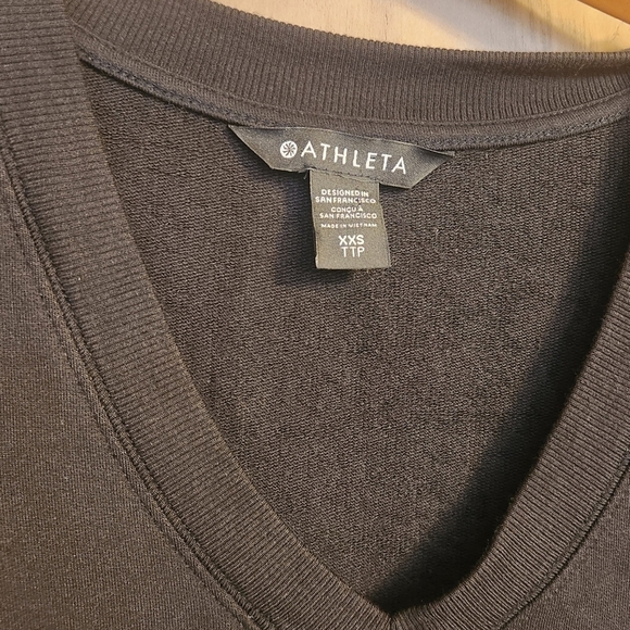 Athleta Step Forward Sweatshirt Tee V-Neck Black Athletic Shirt XXS/TTP - Picture 7 of 10